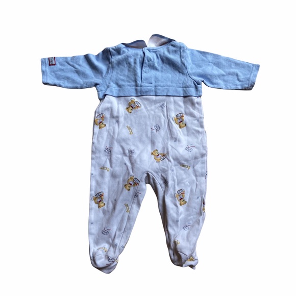 Pant Jumper Jumpsuit Onesie Sz 6 months Drummer Teddy Bear Print Outfit Vintage - Picture 6 of 6